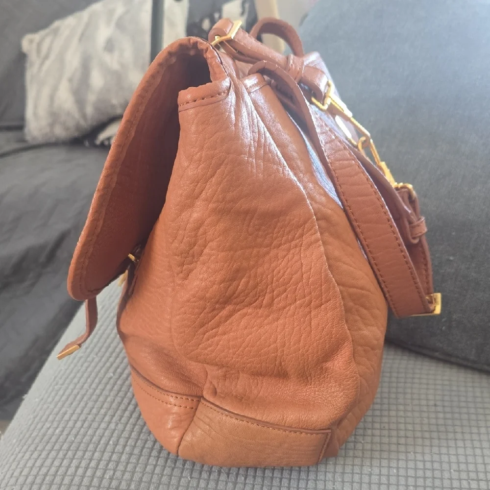 Yves Saint Laurent Tan Leather Satchel with Gold Hardware